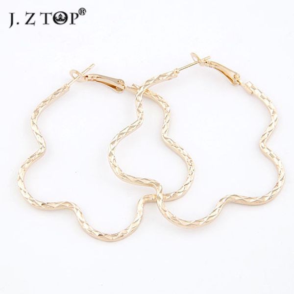

geometric flower hoop earrings fashion simple alloy fine carved creoles for women argola grande clothing accessories, Golden;silver