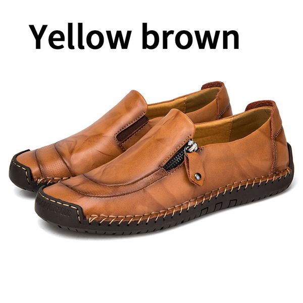 

handmade genuine leather shoes men brand casual moccasins men fashion loafers slip on rubber flats zip opening 38-48, Black