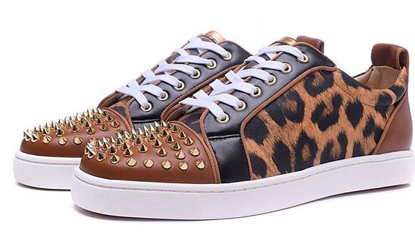 

brand new 2019 colorful red bottom shoes low cut spike luxury shoes for men and women shoes party wedding crystal leather sneakers, Black