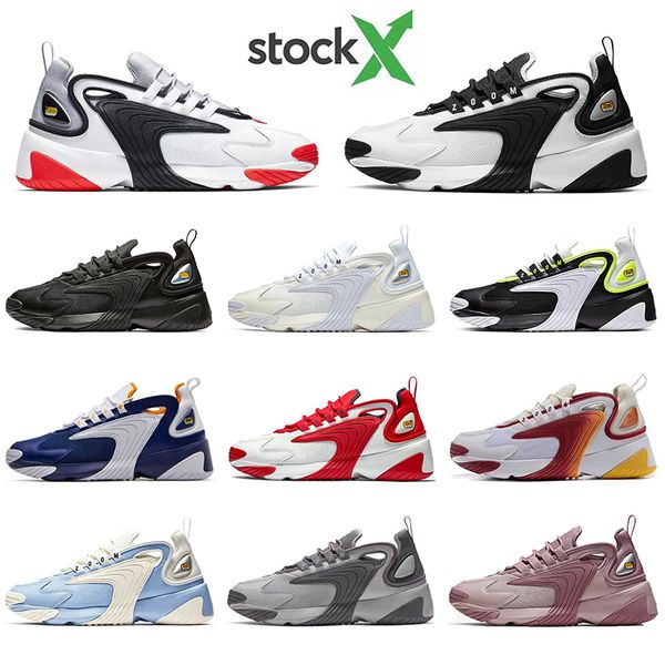 

with socks zoom m2k 2k tekno 2000 men women running shoes triple black creamy white royal blue designer sports sneakers mens trainers, White;red