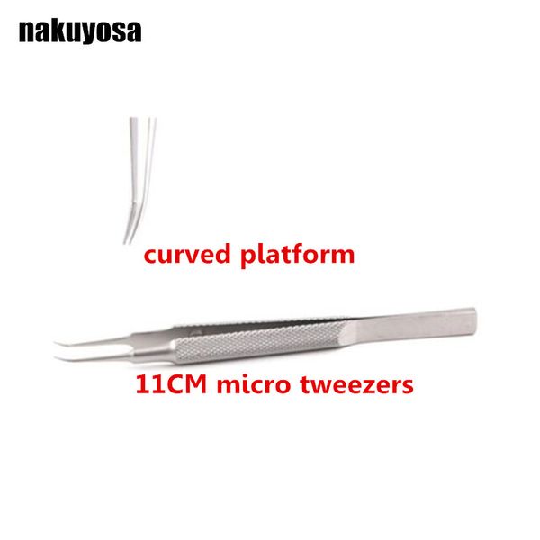 

stainless microsurgical ophthalmology instruments 11cm microscopic tweezers curved platform tweezers forceps experimental tool