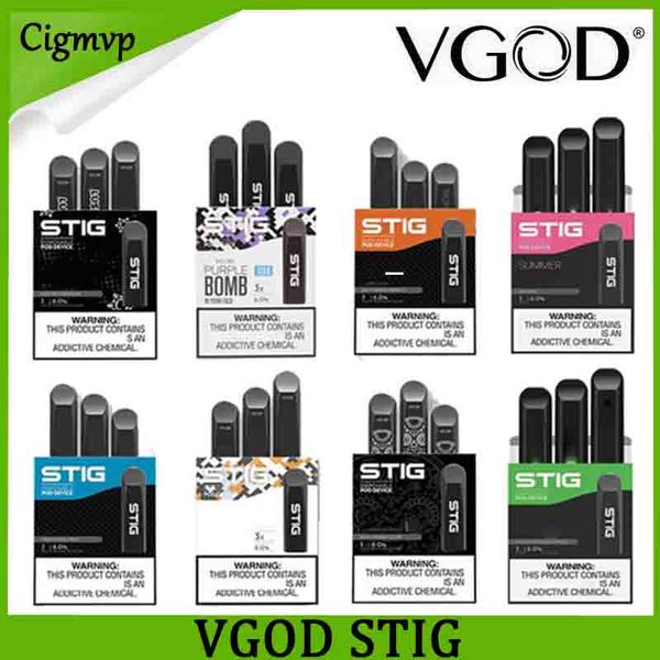 

100% первоначально VGOD STIG Одноразовая 8 цветов Empty Pod Устройство 3шт пакет 270mAh Аккумулятор 1,2 мл картридж Vape Pen Kit
