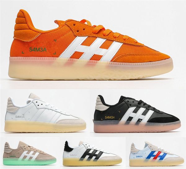 

paul skate mens samba rm rose gazelle running shoes sport black orange white women's flat student casual designer sneakers, White;red