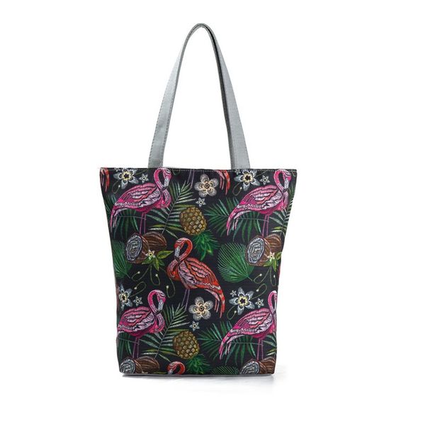

miyahouse large capacity flamingo casual ladies tote bag female's handbag eco reusable foldable women's shopping shoulder bag