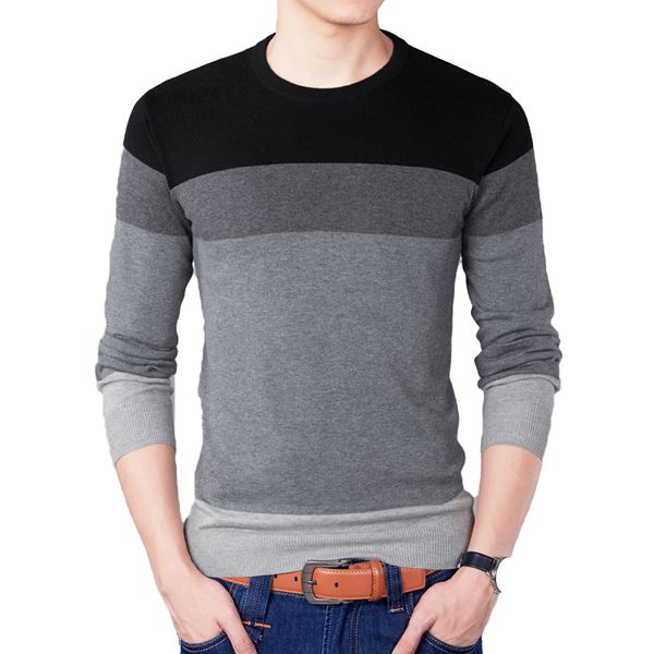 

men's sweaters autumn fashion brand casual sweater o-neck striped slim fit mens pullovers men pull homme contrast color knitwear 2021, White;black