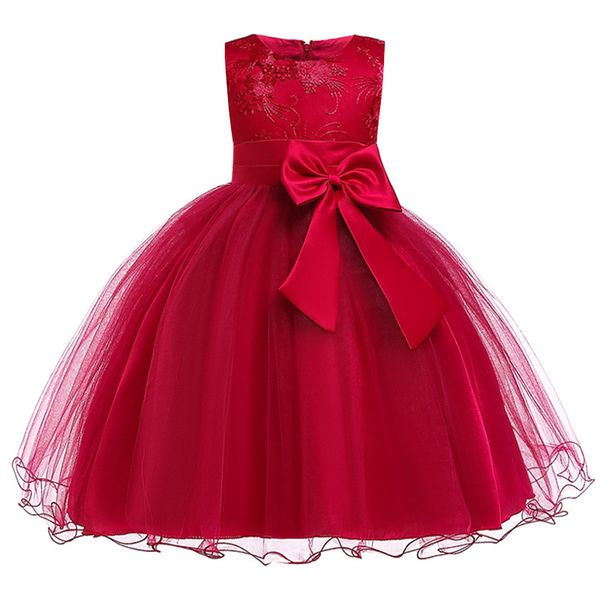 

princess pageant first communion dress flower teenagers dresses for wedding party sequined girl party bowknot embroidery dress, Red;yellow