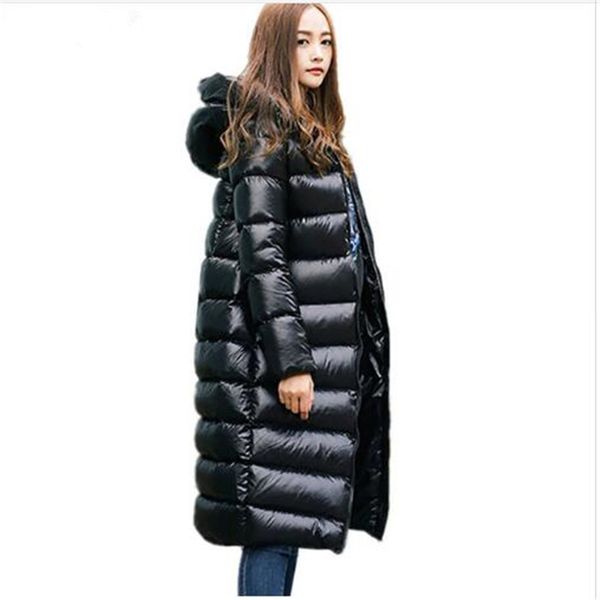 

2019 winter women white duck down parkas female down jacket ladies wadded coat female warm waterproof zipper long parkas, Black