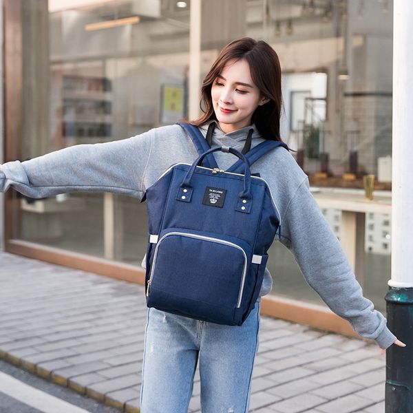 

zh5kr upgrade multi-function plain mother's feature large capacity upgrade multi-function mummy backpack plain mother's bag featur, White