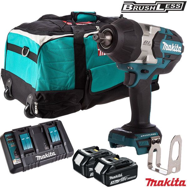 

Makita dtw1002z 18v bl impact wrench with 2 x 3 0ah bl1830 dc18rd lxt600 bag