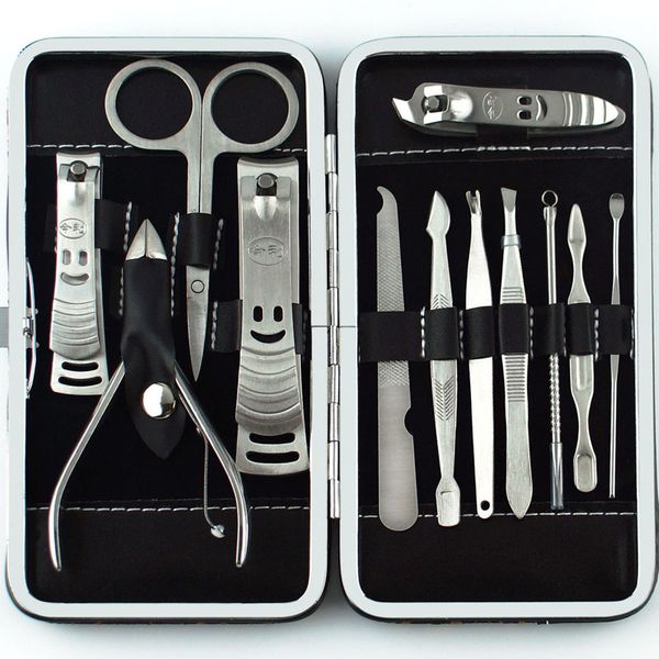 

12pcs/set stainless nail clipper nipper cutter pedicure manicure set kit case cd88