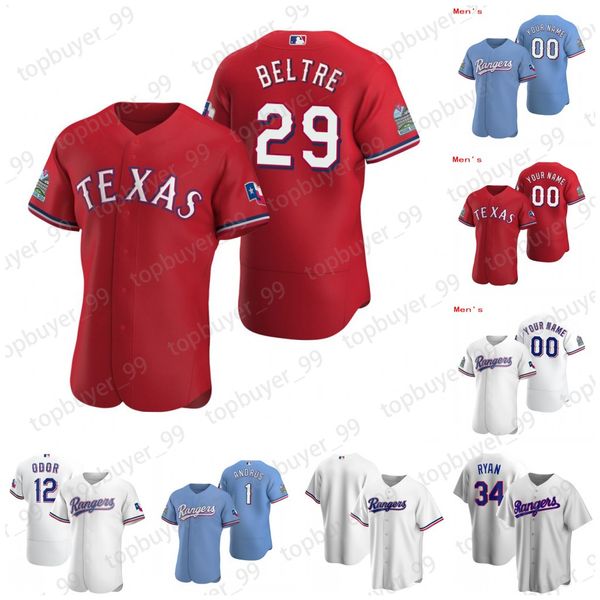 

2020 texas men's women's youth danny joey gallo santana shin-soo choo willie calhoun nomar mazara nolan ryan ranger baseball jerse, Blue;black