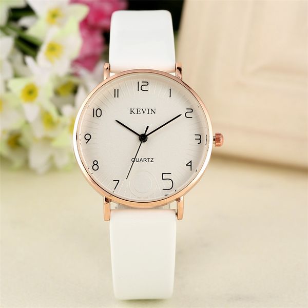 

elegant white leather women watches quartz timepiece orologio femminile trendy ladies wristwatches gifts item, Slivery;brown