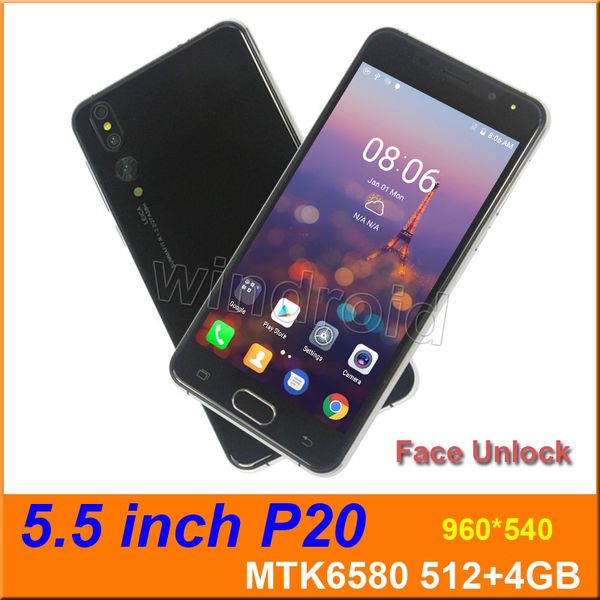 

5.5-дюймовый P20 Смарт-сотовый телефон MTK6580 Quad Core 4 ГБ Android 6.1 3G WCDMA разблокирована Dual SIM Cam 5MP Мобильный разблокировки лица Жест цвета 30 шт.