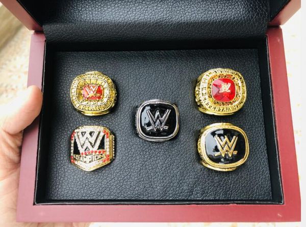 

2004 2008 2015 2016 2018 wrestling entertainment hall of fame team champions championship ring set with wooden box fan men boy gift 2020, Golden;silver