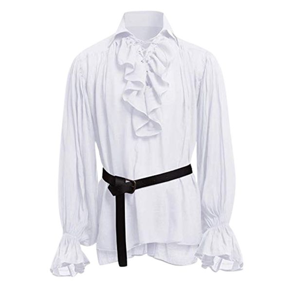 

men's medieval gothic shirts blusa masculina men bandage shirt men long sleeve man blouse camisa social masculina, White;black