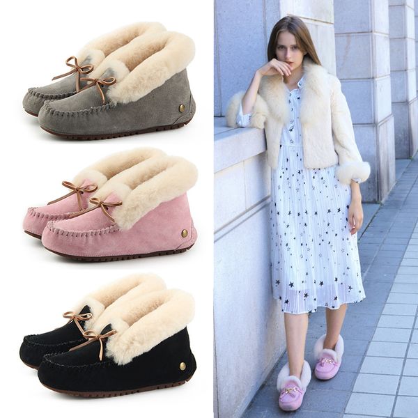 

new unique autumn and winter sweet and comfortable women's shoes high-can be turned over sheepskin with wool women loafers, Black