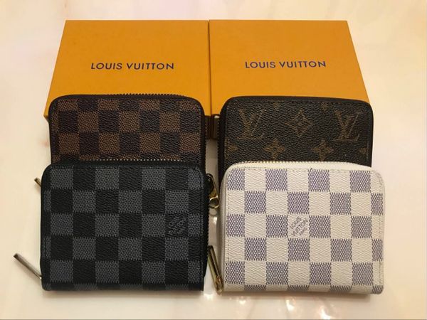 

m42616 wallet leather old floral 4 colors coin purse short wallet polychromatic purse lady card holder classic mini zipper pocket with box, Red;black