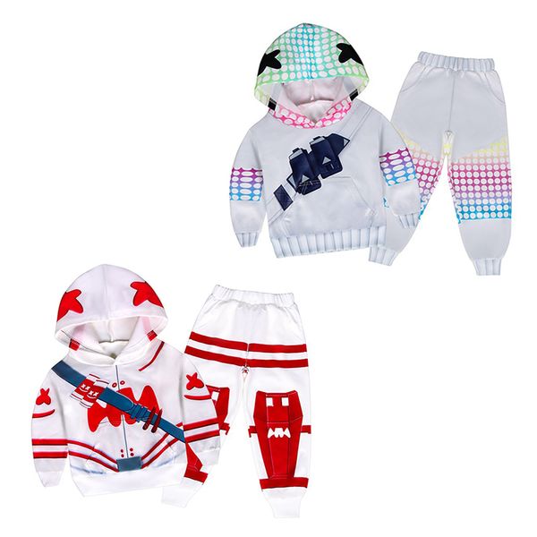 

kids designer clothes boys marshmello outfits children dj marshmello hoodie +pants 2pcs/set spring autumn baby clothing sets c1507, White