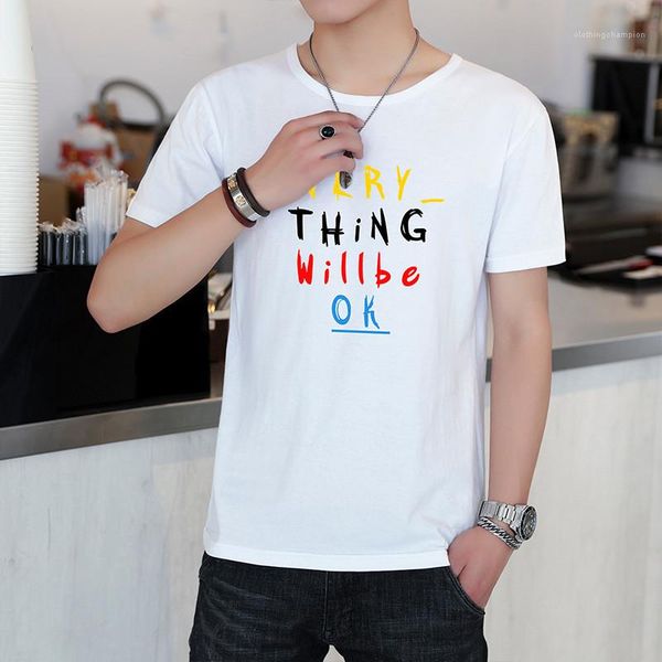 

summer loose round neck short sleeve male designer tees mens casual letter pattern tshirt fashion, White;black