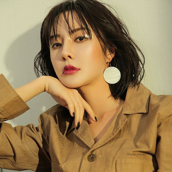 

Nature Round Shell Drop Earrings For Women Elegant Round Circle Dangling Earrings Gift For Wedding Party Brioncos