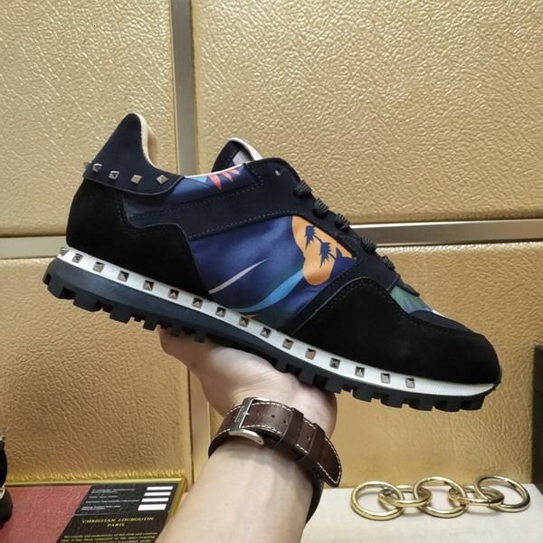 

new men women blue black suede patchwork brand sneakers,designer trainers lovers rivets bottom casual shoes 35-45 drop shipping