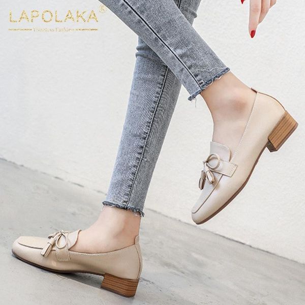 

lapolaka new design 2020 square heels casual shoes woman pumps female slip on butterfly spring concise pumps women shoes, Black