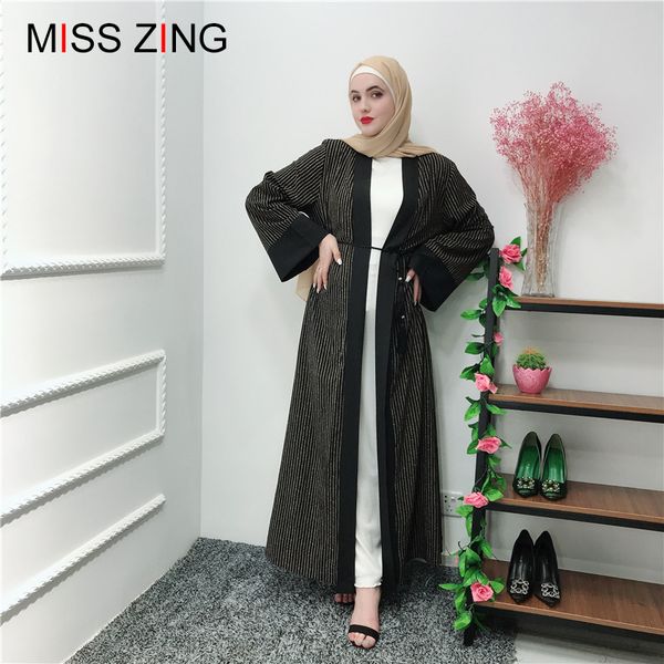 

muslim abaya stripes sashes dress mesh cardigan tunic kimono long robes jubah middle east ramadan arab islamic prayer spring, Red