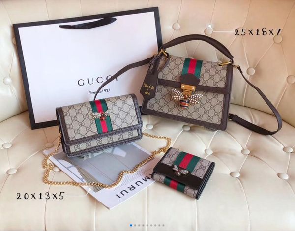 

classic bee decoration three-piece shoulder bag ladies new fashion classic mobile phone bag simple wild handbag messenger bag backpack