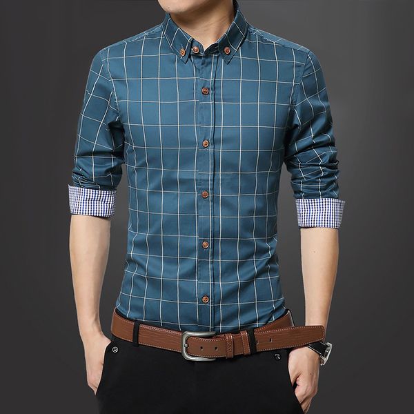 

плюс размер -5x мужчин плед рубашку платья 2019 brand autumn winter casual male топы с длинным рукавом хлопок свадьба формальные партии руб, White;black