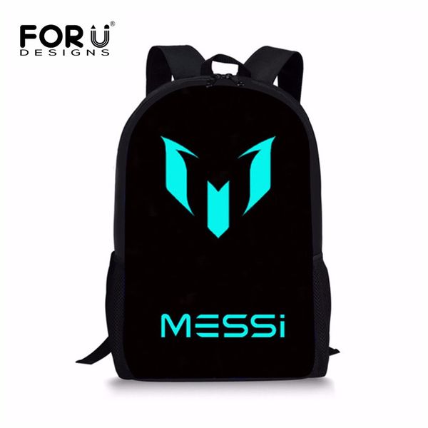 

forudesigns black boys school backpack luminous messi ronaldo print children school bags canvas kids book bag bag