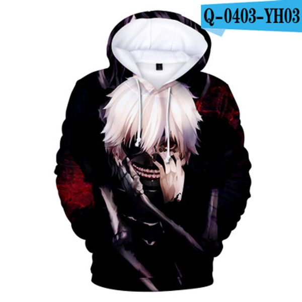 

new classic anime tokyo ghoul 3d hoodies autumn fashion hoody harajuku hip hop men/women clothes sweatshirt, Black