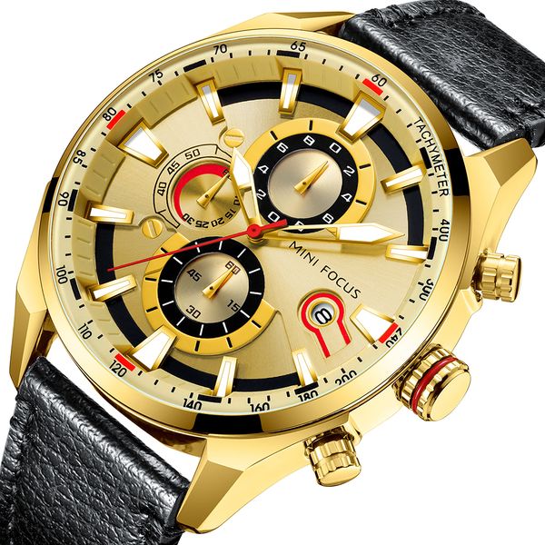 

minifocus наручные часы мужчины водонепроницаемый кожаный ремешок мода спорт clock мужские наручные кварцевые relogio мужчина для, Slivery;brown