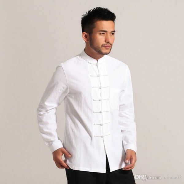 

white men cotton linen long sleeve shirt classic chinese style tang clothing size s  l xl xxl xxxl hombre camisa, White;black