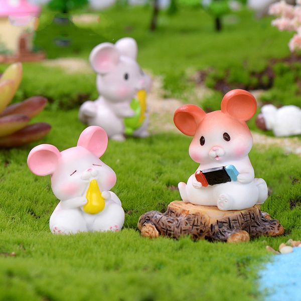 

mini cute mouse miniature cartoon animal decor accessories bonsai resin handicraft moss terrarium micro landscape fairy garden figurine diy