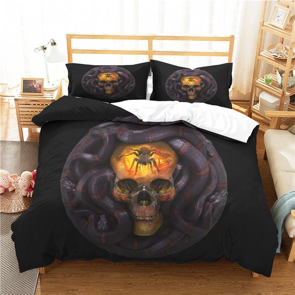 

a bedding set 3d printed duvet cover bed set horror skull home textiles for adults bedclothes with pillowcase #kl30