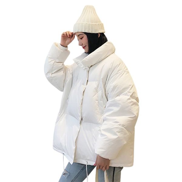 

women oversize autumn winter long-sleeved coat cotton jacket cotton solid color wild short light down new*, Black