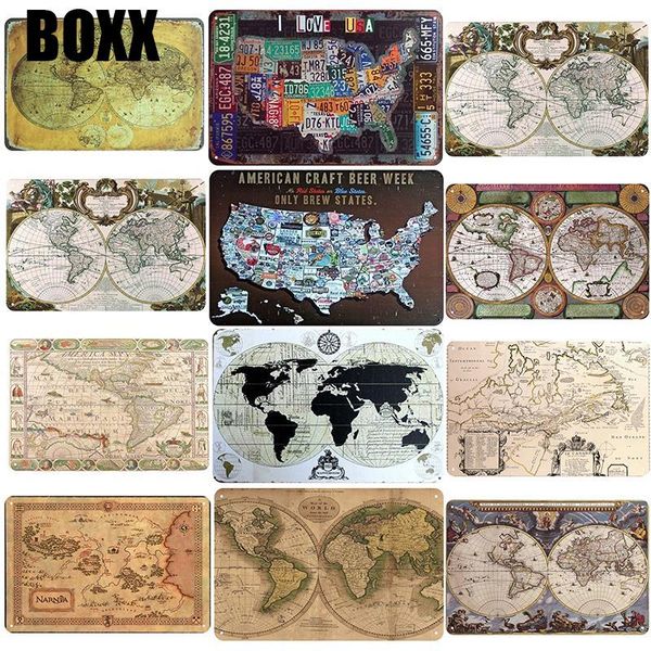 

карта мира металл налет старинные олова знак подколоть потертый шик декор металлические знаки старинные бар украшения плакат паб гараж пласт