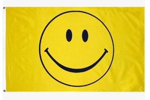 Bandeira amarela feliz 3x5ft do smiley da cara de 90 * de 150cm para crianças da casa do escritório