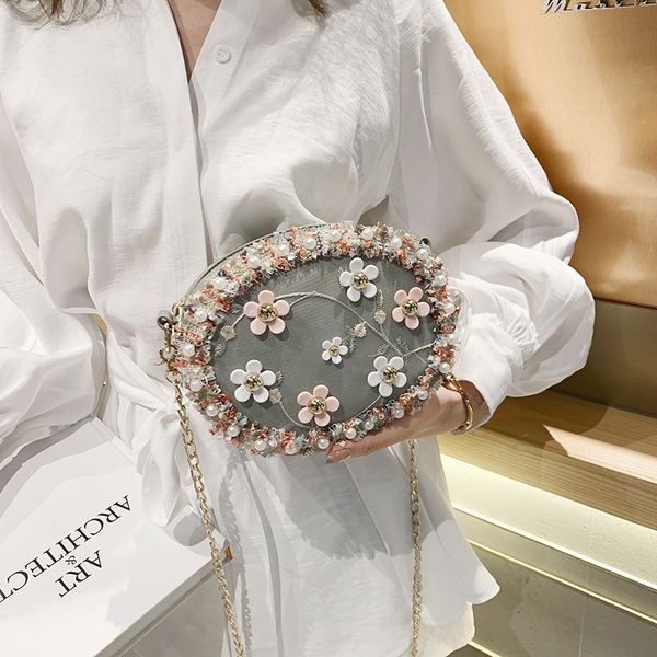 

2020 новая сладкая леди сумка женская сумка-мессенджер трехмерный цветок круглый жемчуг плечо ужин