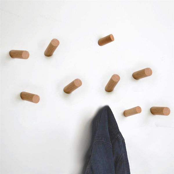 

4pcs wall hook natural wooden wall mounted coat hanger hat hook for home decor