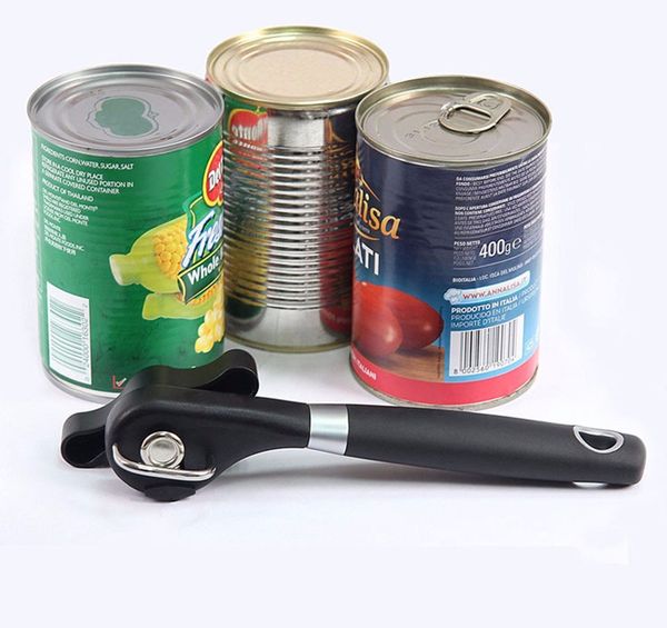 

professional kitchen tool safety hand-actuated can opener side cut easy grip manual opener knife for cans lid