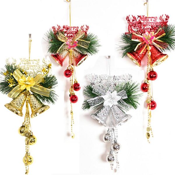 

creative painted christmas bells pendant bells wrought iron hanging ornament christmas tree door wall window decoration j2