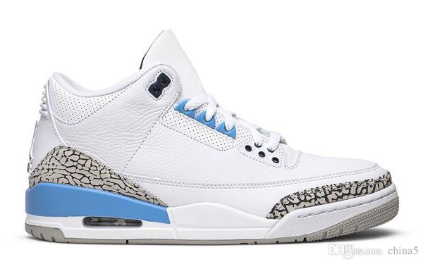 

2020 authentic air 3 unc retro basketball shoes for men white valor blue tech grey white cement sneakers sports ct8532-104 with box 7-13