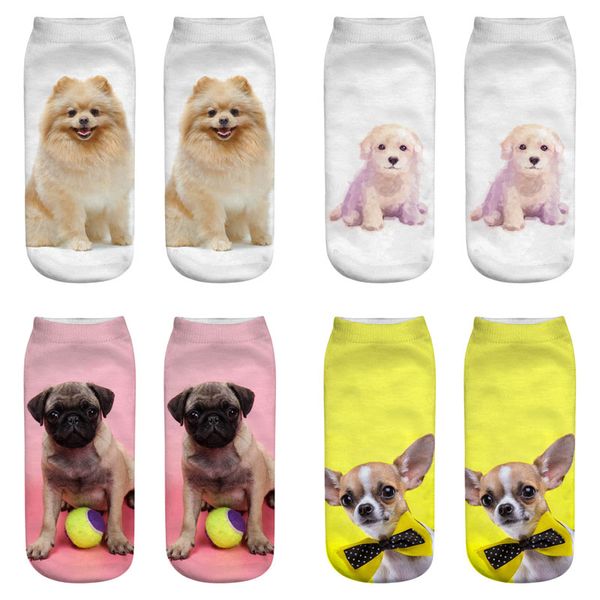 

1 пара 3d dogs печати мужская мода рождество носки новый дизайн meias женский смешные низкий голеностопного femme носок голеностопного повсе, Black;white