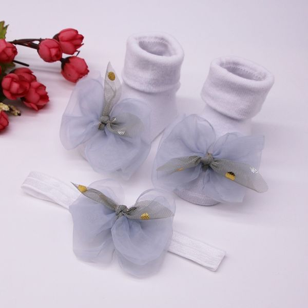 

2 шт./компл. новорожденный ребенок симпатичные сетки бантом дизайн хлопок носки + повязка на hairband фотография реквизит комплект, Pink;yellow