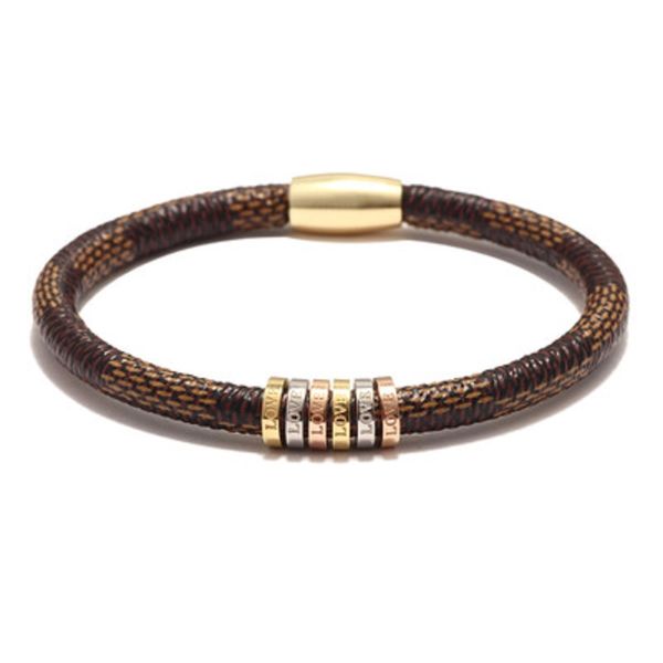 

pu leather bracelets love bangles 20.5cm for men women stainless steel magnetic buckle bracelet jewelry christmas gift, Golden;silver