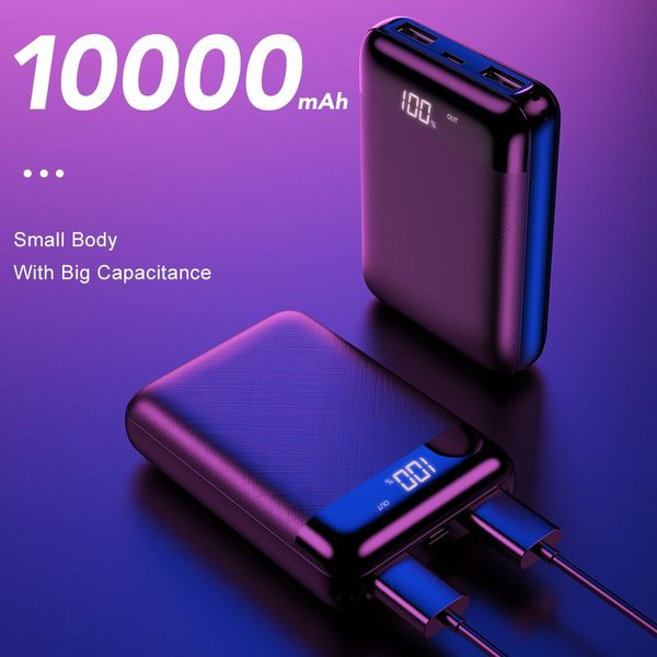 

floveme mini power bank 10000mah led display powerbank for xiaomi 10000 mah usb poverbank external battery pack portable charger