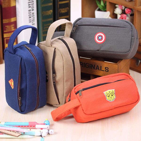 

korean double zipper bags cute canvas pencil case