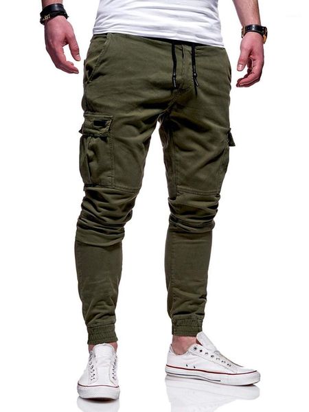 

pants male sports pants skinny fitness men drawstring trousers fashion running clothing causal striped cargo, Black