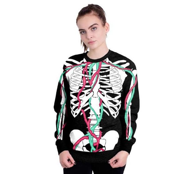

human organ hands print blood mouth pattern sweater lovers pullover hoodies men women holloween costume long sleeved t-shirt sweatshirt, Black